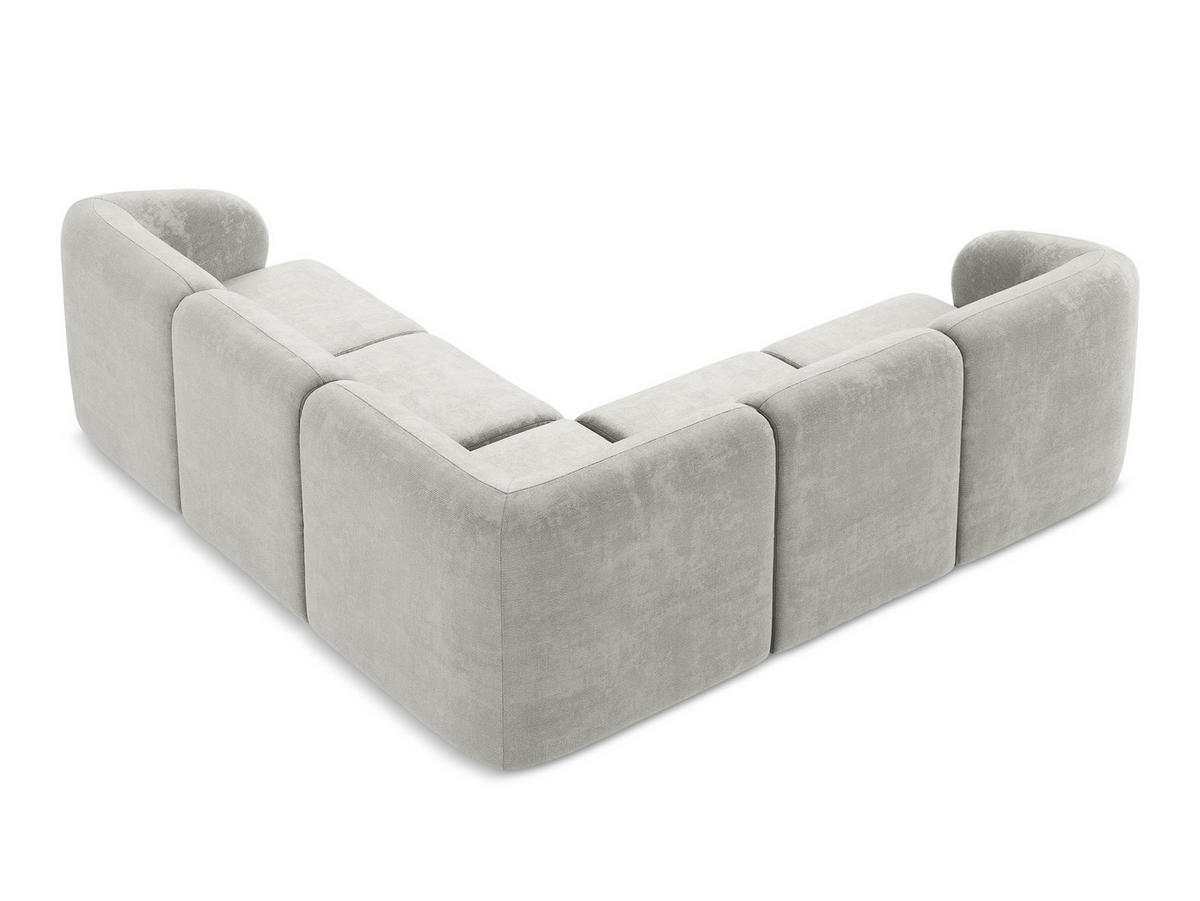 ECKSOFA Chenille Stoff Grau - Hellgrau/Schwarz, Holzwerkstoff/Kunststoff (251/251cm) - Makamii