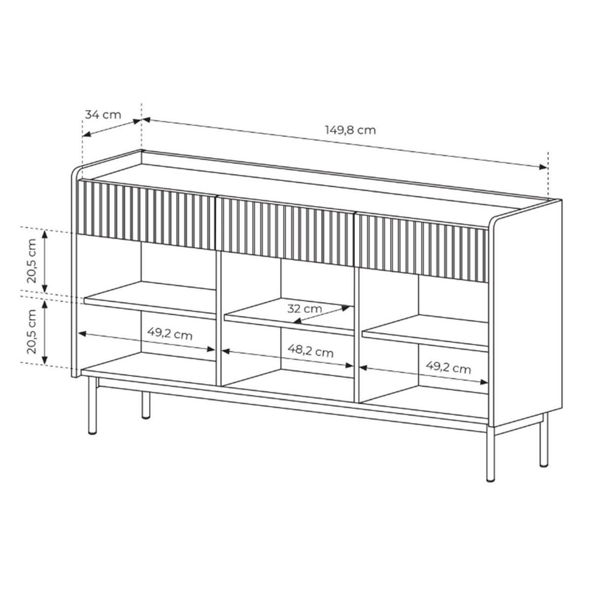 SIDEBOARD Liwelo Greige 153 cm - Taupe, Holzwerkstoff/Metall (153/82.2/38cm) - Selsey