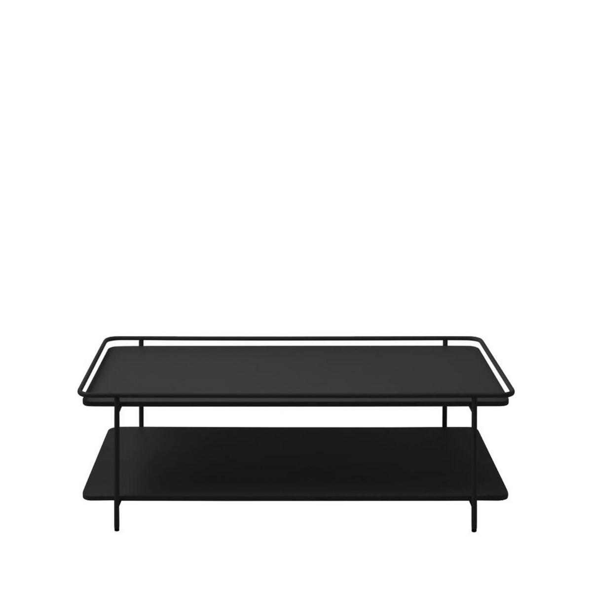 COUCHTISCH mit 2 Metallplatten - Saranda - color_black - Schwarz, Metall (110/55/34cm) - Drawer