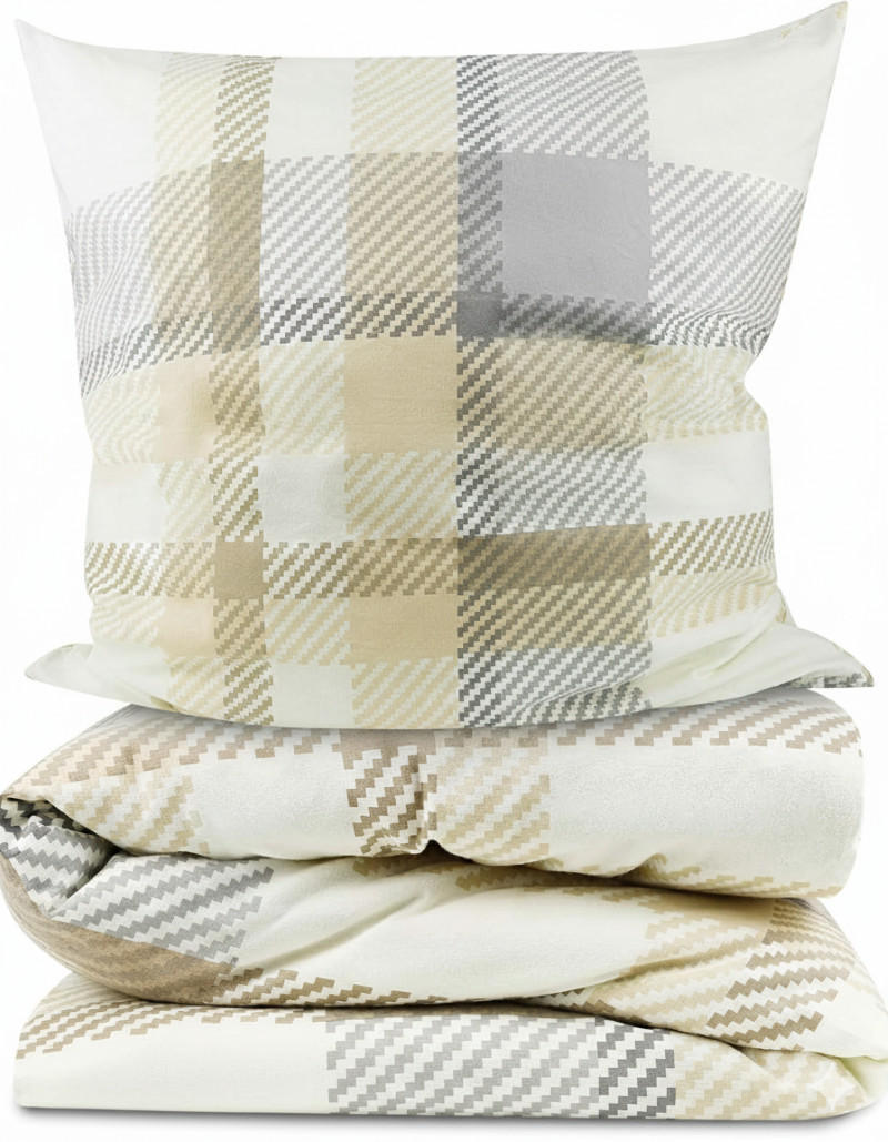 BETTWÄSCHE Mira 135x200cm + Kissenbezug 80x80cm Beige Biber - Beige, Textil (135/200cm) - Beautissu 