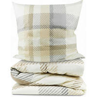 BETTWÄSCHE Mira 135x200cm + Kissenbezug 80x80cm Beige Biber - Beige, Textil (135/200cm) - Beautissu 