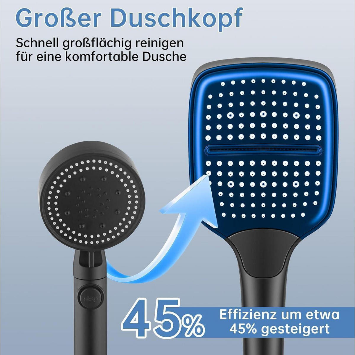 DUSCHKOPF rechteckig 27 x 11 cm mit 3 Strahlarten Schwarz - Schwarz, Kunststoff (12/12.7/27cm)