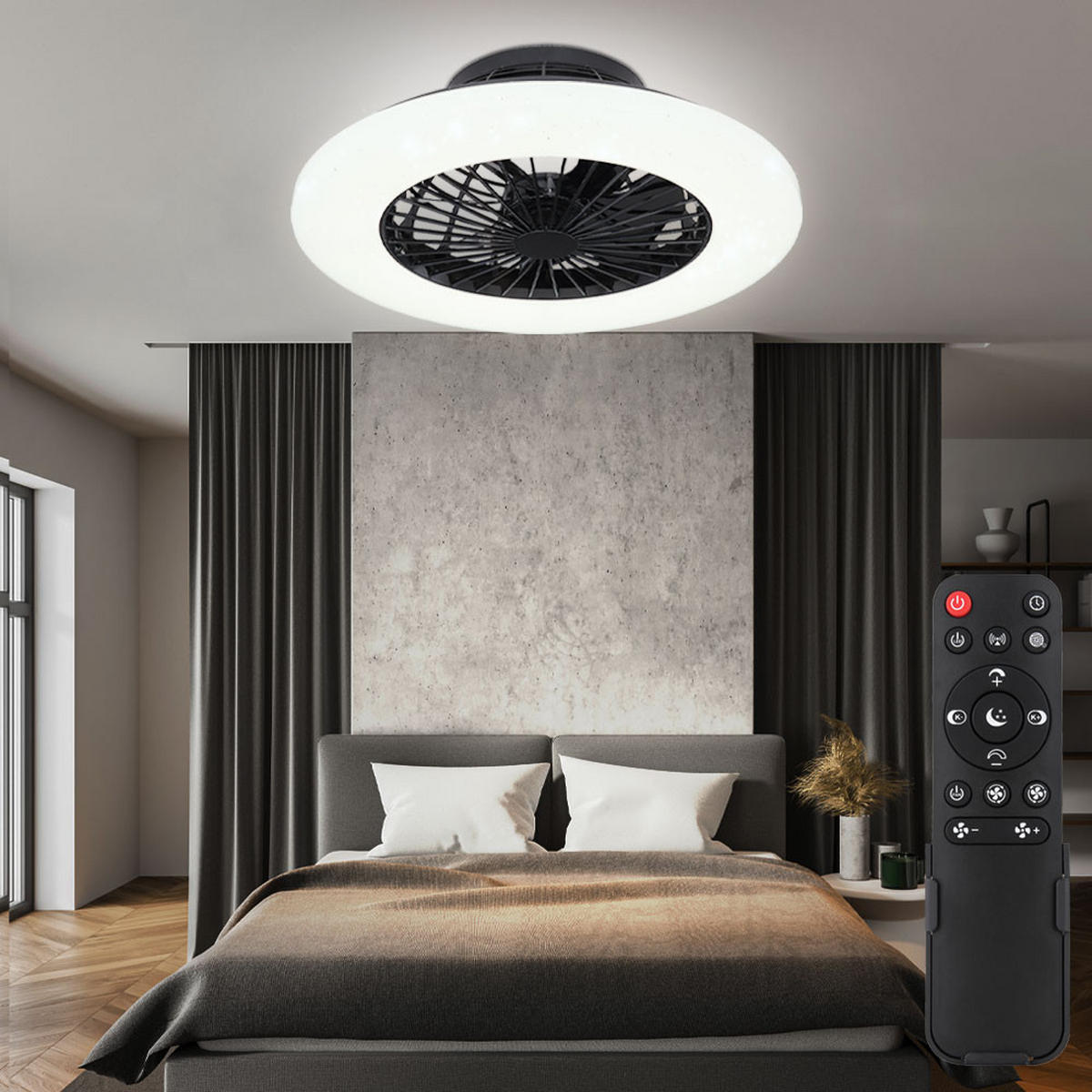 LED DECKENLEUCHTE Deckenventilator Weiß - Weiß, Metall (50/50/17.5cm) - Globo Lighting