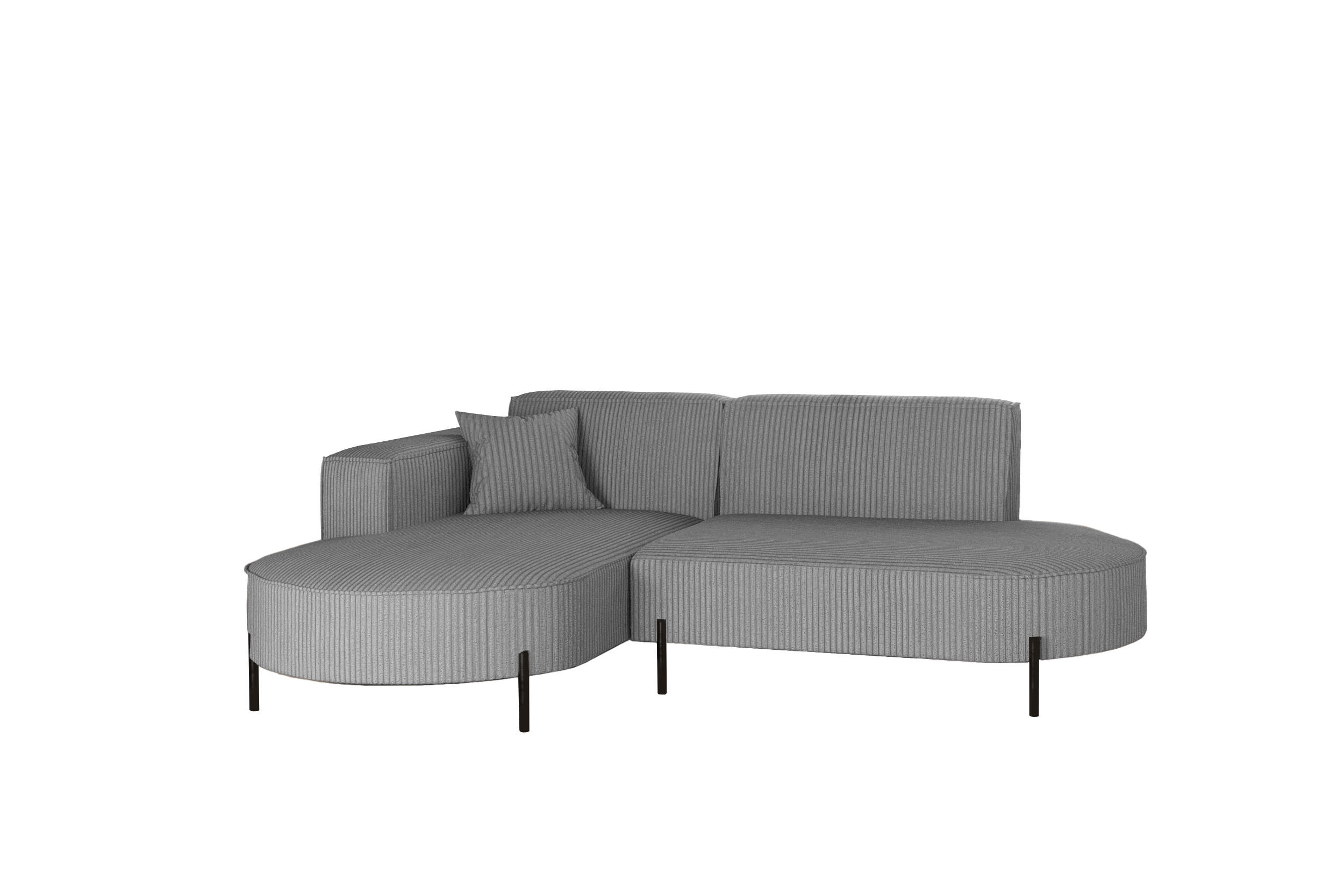 ECKSOFA L-Form Designer Modena Rein stoff Poso Silber Links - Silberfarben, Holzwerkstoff (165/236cm) - Kaiser Möbel