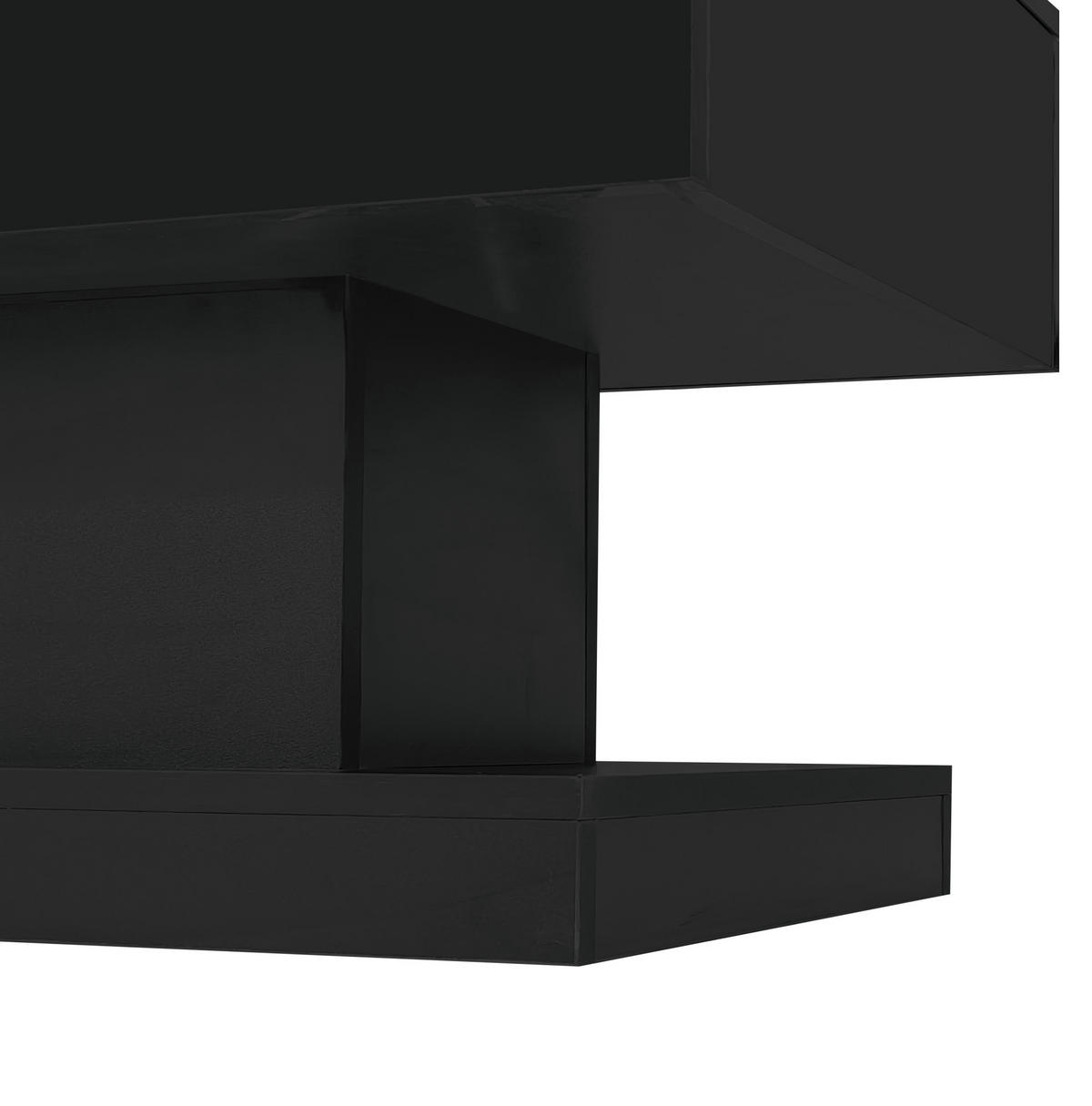 KONFERENČNÍ stolek, 100/50/45 cm, černý, s hydraulickým zdvihem, posuvnou deskou a LED - černá, kompozitní dřevo (100/50/45cm) - BEAOK