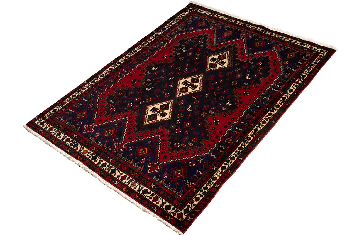 ORIENTTEPPICH handgeknüpft Afshar Rot, Blau 230/160 cm Schurwolle - Blau/Rot, Textil (160/230cm) - Looma