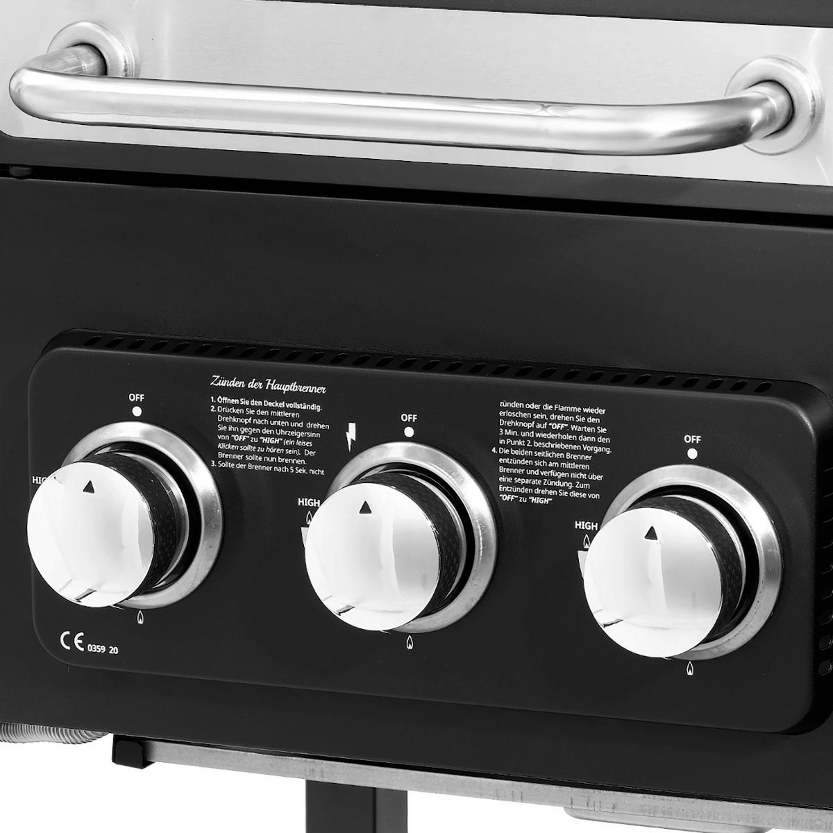 GASGRILL und Smoker HERO DUO Set inkl. Abdeckhaube und Gasdruckregler - Schwarz, Metall (164/118/60cm) - TAINO