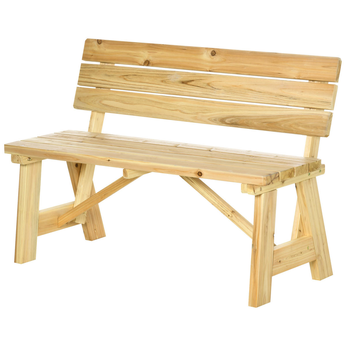GARTENBANK 2-Sitzer DE-08323 wetterfest, UV-beständig mit Rückenlehne Natur - Naturfarben, Holz (116/80/56cm) - ComfortXL