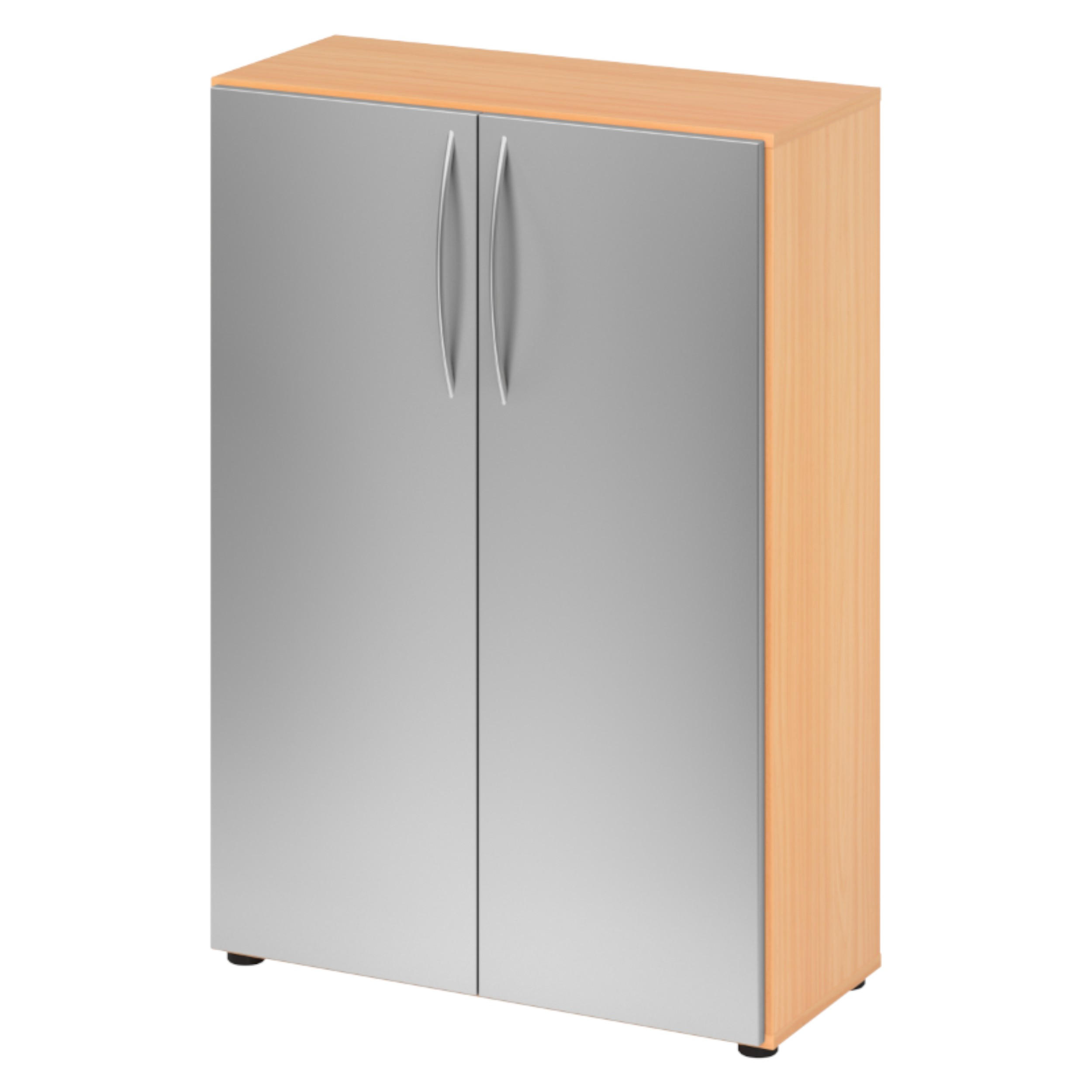AKTENSCHRANK - 3 Ordnerhöhen 35/80/114,4 cm in Buchefarben/Silberfarben - Buchefarben/Silberfarben, Holzwerkstoff (80/114.4/35cm) - bümö