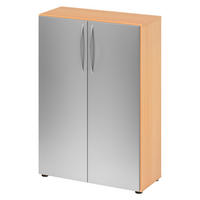 AKTENSCHRANK - 3 Ordnerhöhen 35/80/114,4 cm in Buchefarben/Silberfarben - Buchefarben/Silberfarben, Holzwerkstoff (80/114.4/35cm) - bümö