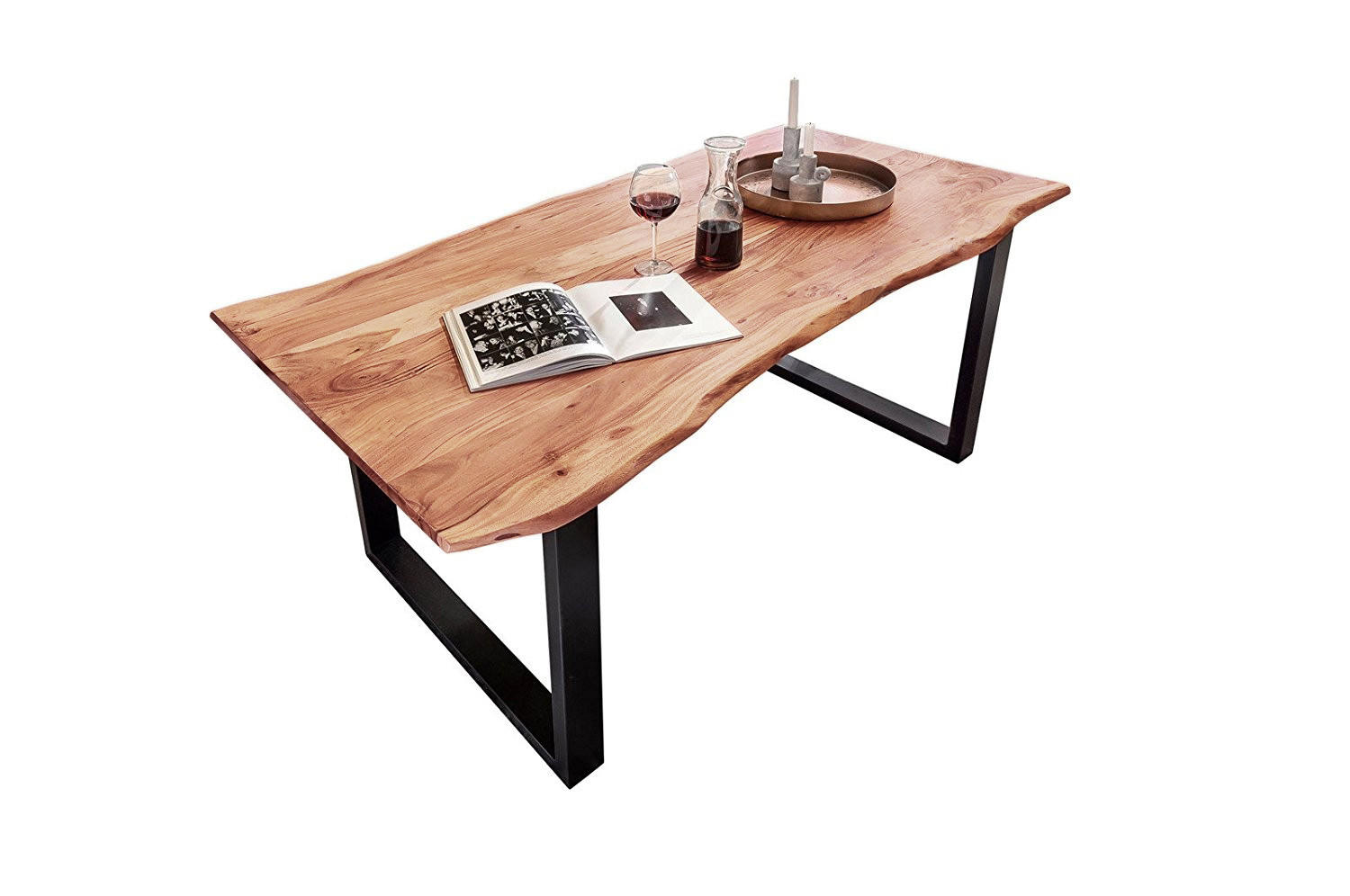 ESSTISCH MAX - Beige/Schwarz, Holz/Metall (100/240/77cm) - SAM