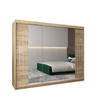 SCHWEBETÜRENSCHRANK 200/250/62 3-türig - Silberfarben/Sonoma Eiche, Holz/Kunststoff (250/200/62cm) - Abiks Möbel