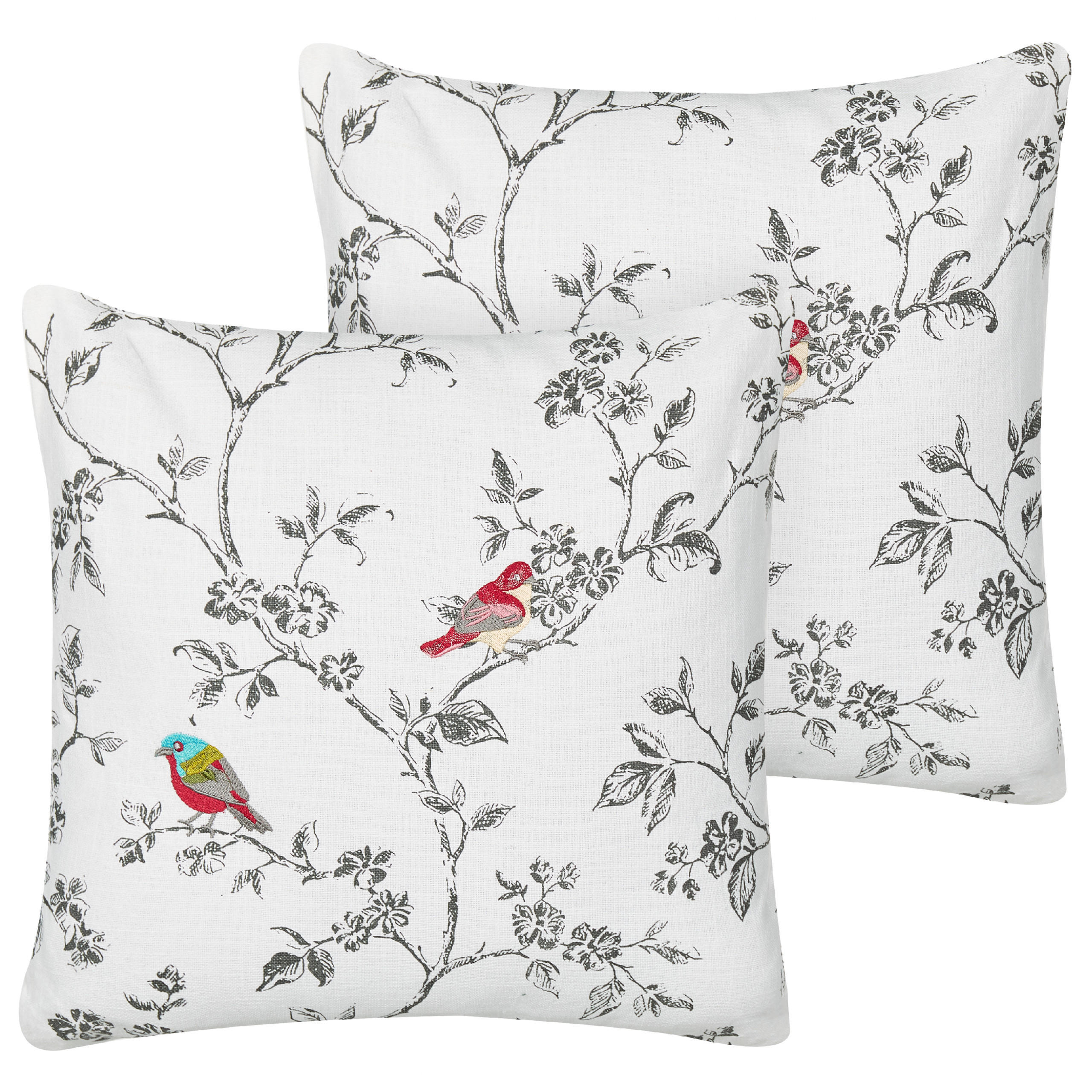 DEKOKISSEN Weiß 45/45 cm Dillenia - Multicolor/Grau, Textil (45/45/6cm) - Beliani