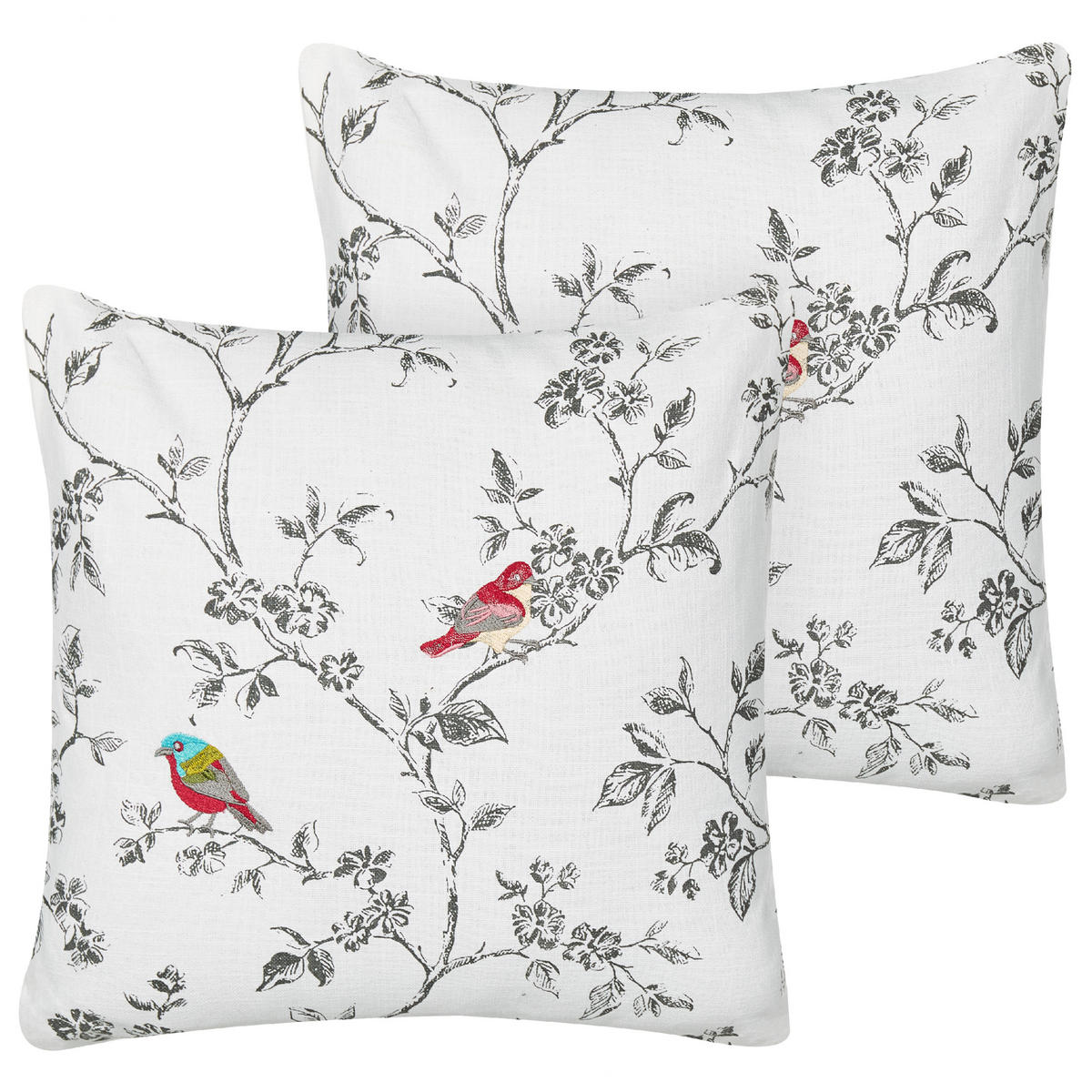 DEKOKISSEN Weiß 45/45 cm Dillenia - Multicolor/Grau, Textil (45/45/6cm) - Beliani
