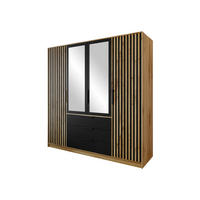 KLEIDERSCHRANK Bali Lux D4 - Schwarz/Braun, Holzwerkstoff/Metall (196/200/58cm) - MIRJAN24