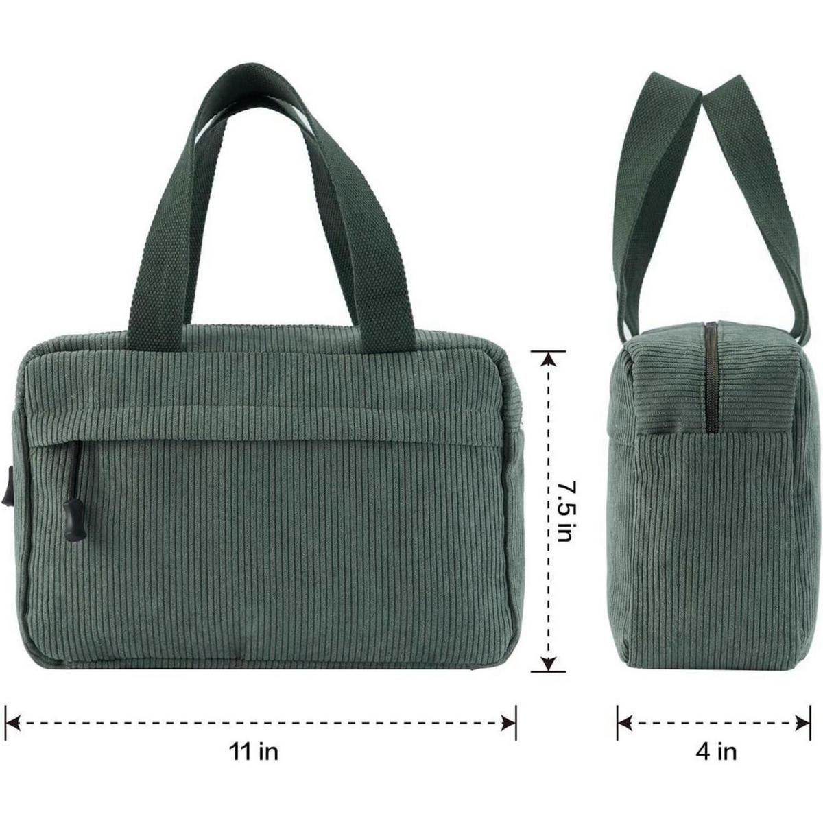 KULTURTASCHE Damen Cord Grün 30 cm - Olivgrün, Textil (18/2/26cm)