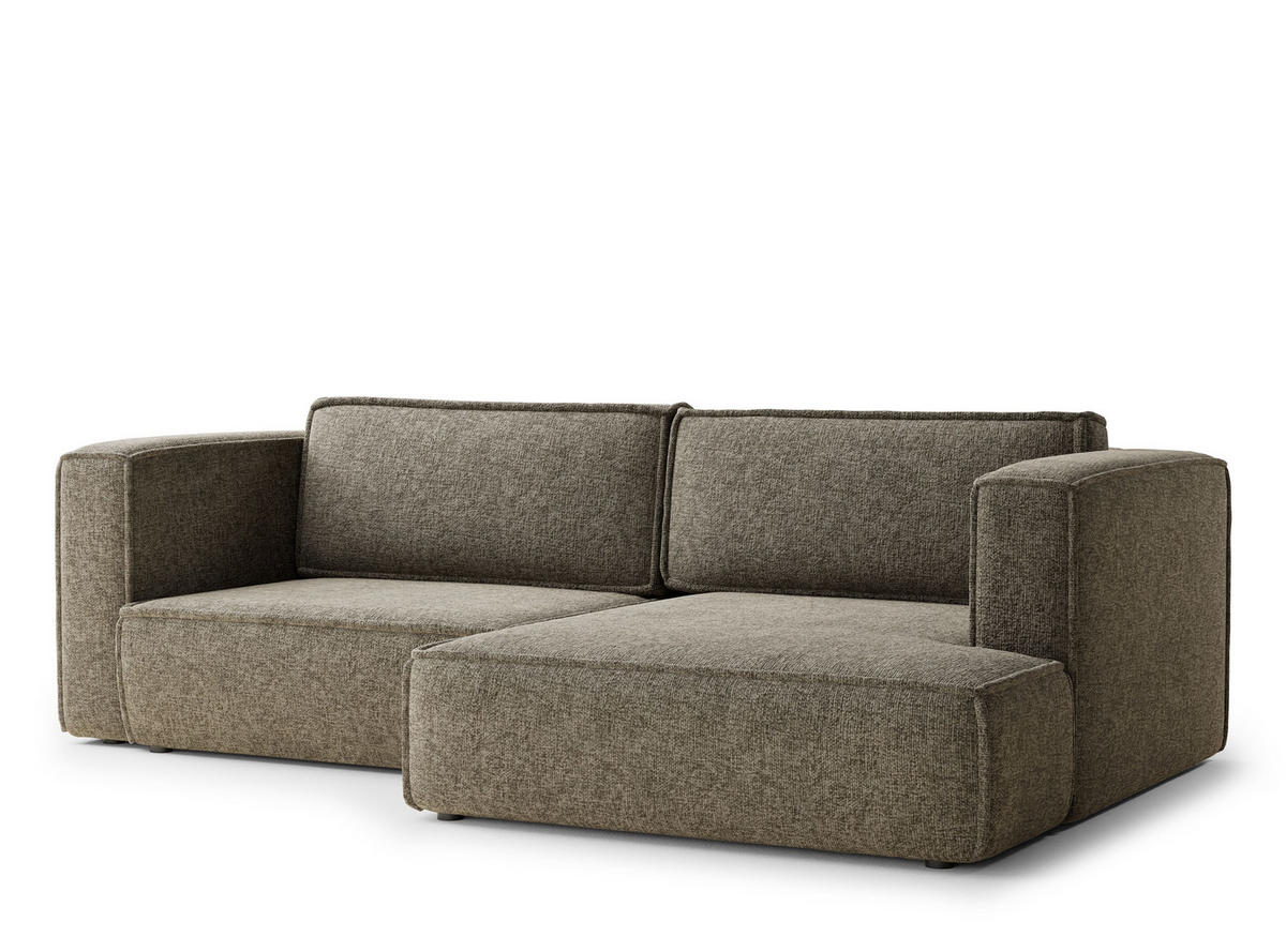 ECKSOFA MIT SCHLAFFUNKTION Velto Braun Chenille-Stoff - Schwarz/Braun, Holz/Holzwerkstoff (250/152cm) - Maison de Reve