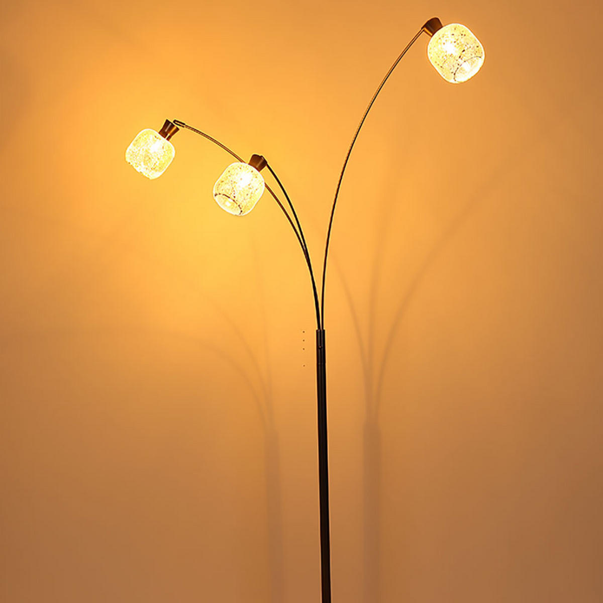 LED STEHLEUCHTE Metall, schwarz-chrom matt, Glas, Schalter - Orange, Glas (84.5/100/200.5cm) - Globo Lighting
