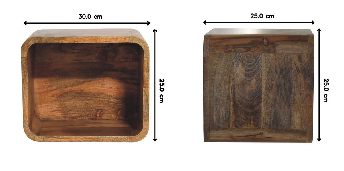 NACHTTISCH Levitate, Wandmontiert, Offenes Fach , Braun - Beige/Messingfarben, Holz/Metall (30/25/25cm) - Artisan Furniture