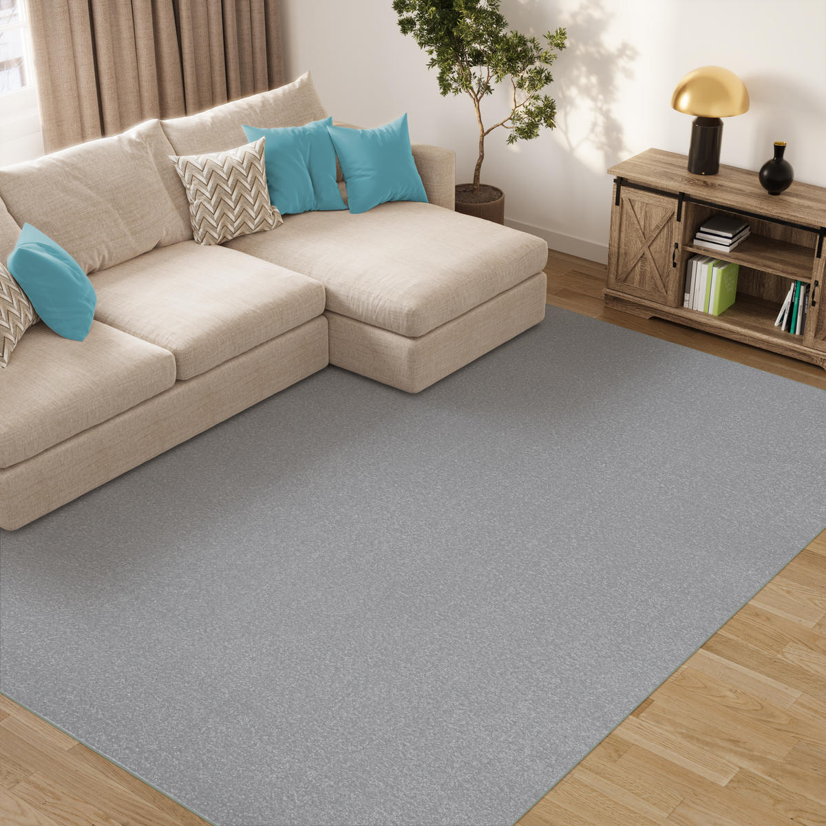 TEPPICH Mono Hellgrau 300/400 cm - Hellgrau, Kunststoff (300/400cm) - Tapiso