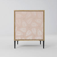 SIDEBOARD LEAVES ON BEIGE, Eichefarben, 57,5x42x72,5 cm, Schwarze Metallfüße - Eichefarben/Multicolor, Holzwerkstoff/Metall (57.5/72.5/42cm) - SpaceRebels