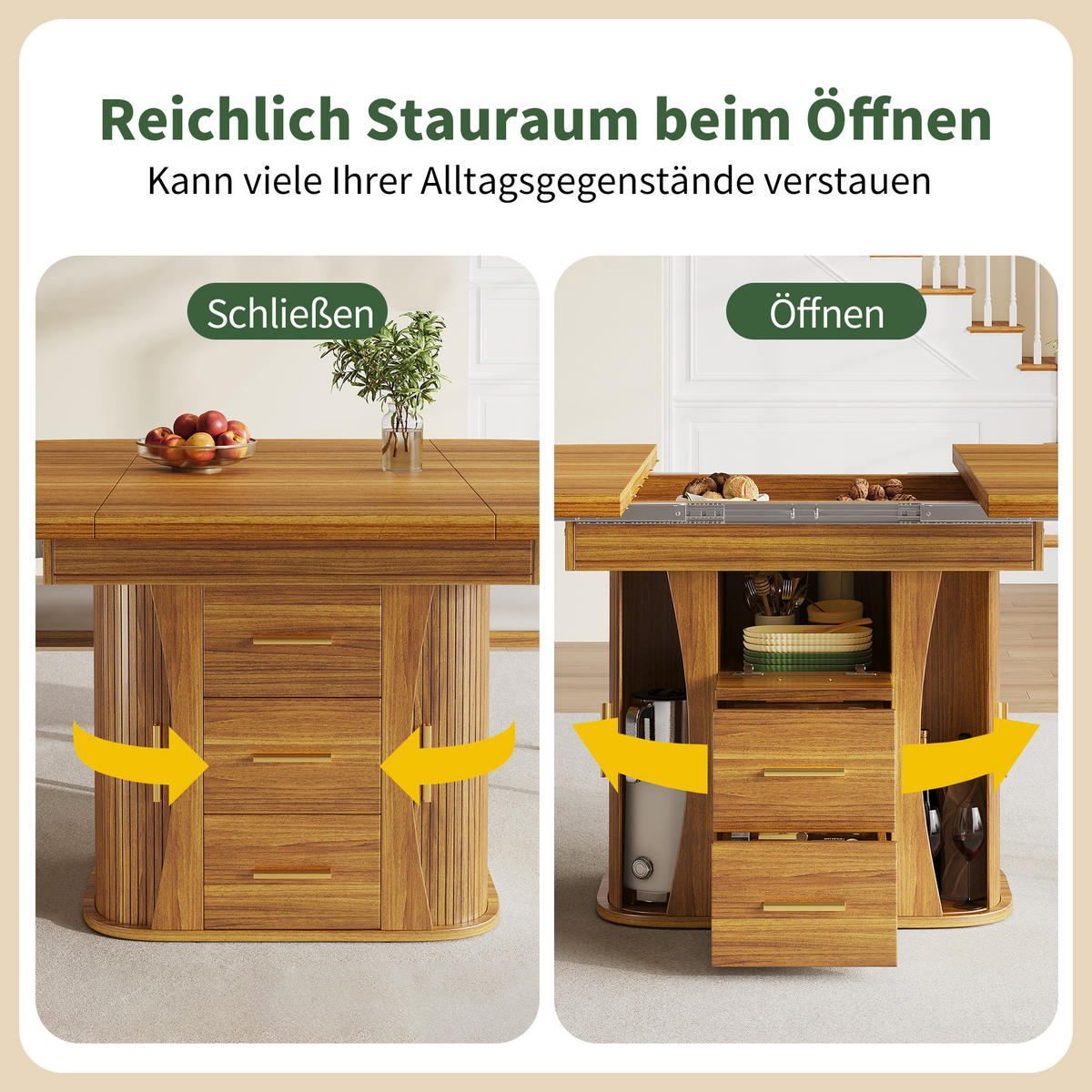 AUSZIEHTISCH 118 cm Nussbaumoptik aus MDF – oval erweiterbar für bis zu 6 Personen - Braun, Holzwerkstoff (118/118/77cm) - BEAOK