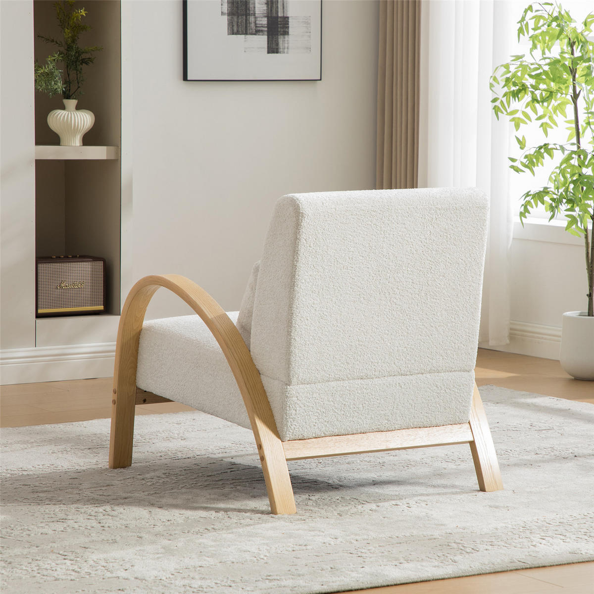 SESSEL Skandinavisch Chenille Ivory - Weiß, Textil (70.5/80.5/82.5cm) - Kaket