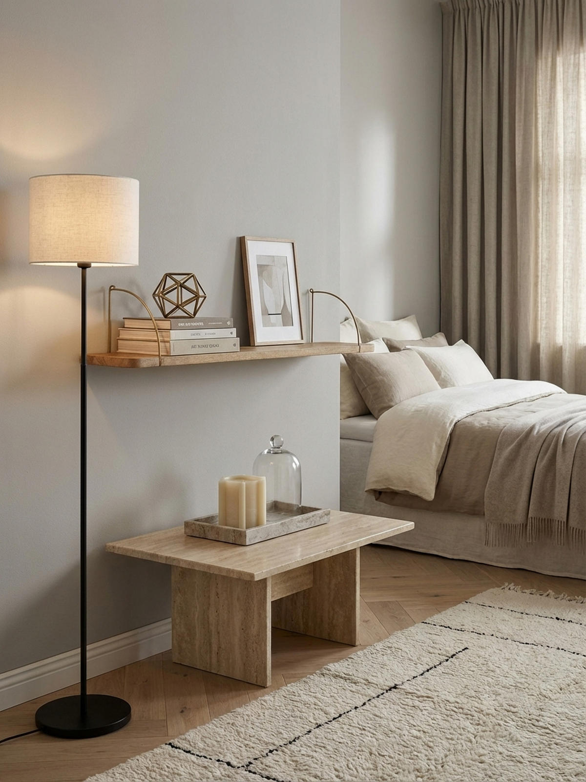 WANDREGAL TEVERE Mango Massivholz Eisen Industrial, Beige 100x22x25 cm - Beige, Holz/Metall (100/25/22cm) - KADIMA DESIGN