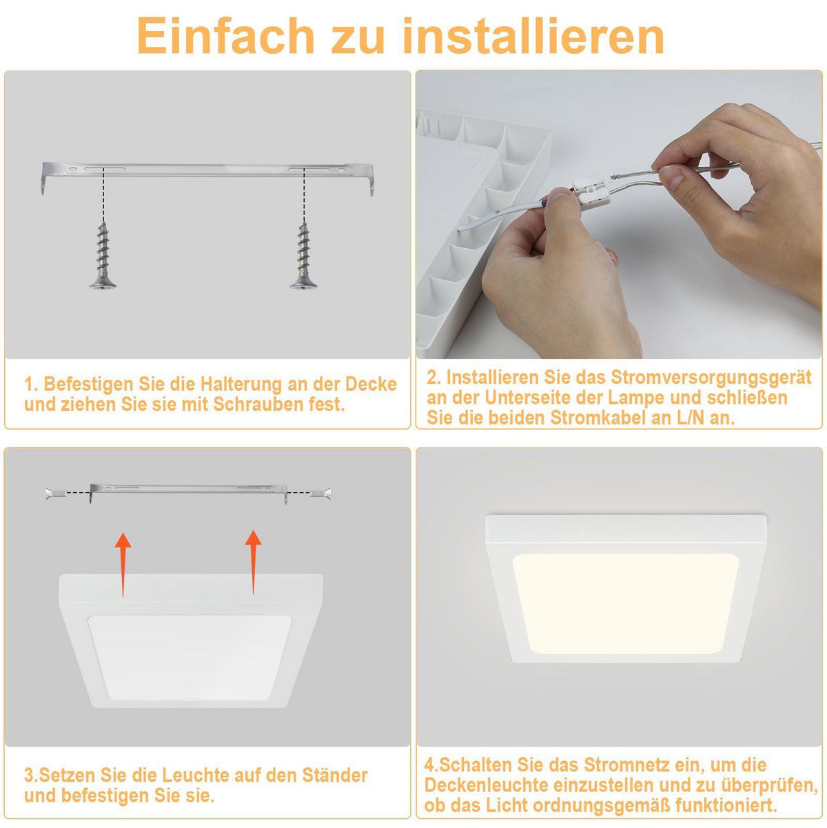 LED-DECKENLEUCHTE Heracles 23/23/4cm - Weiß, Kunststoff (23/23/4cm) - ZMH