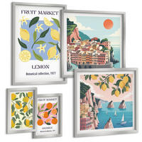 BILDER SET 5er Set - 50x50 cm & 20x30 cm & 40x60 cm Silberner Rahmen - Italienische Zitronenurlaube Capri - Silberfarben, Kunststoff (40/60cm) - TULUP