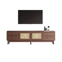 LOWBOARD 180/35/44 cm Braun aus Holzwerkstoff mit Rattantüren und Kabelmanagement - Rotbraun, Holzwerkstoff (35/44/180cm) - OKMYHOME
