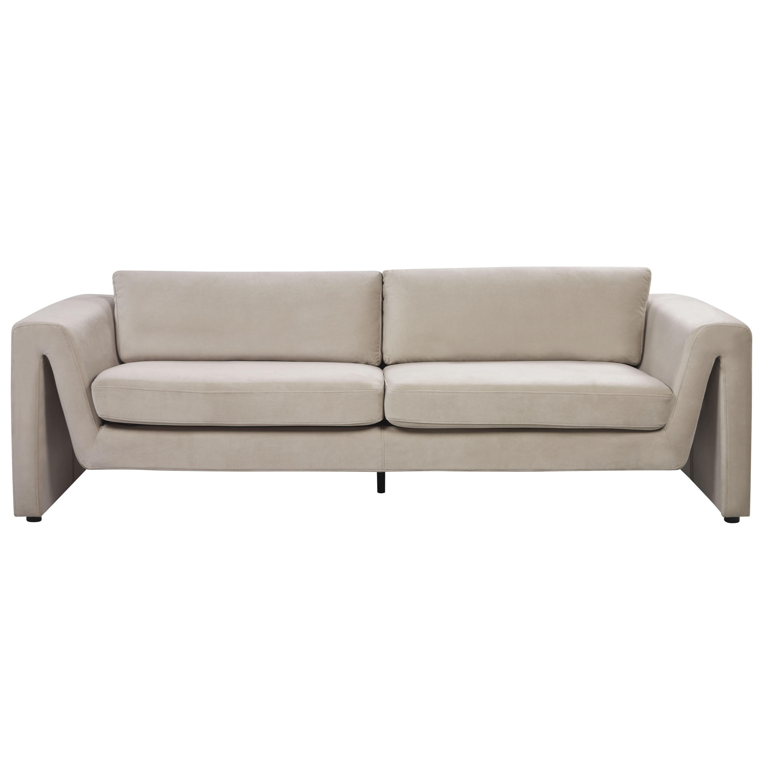 3-SITZER-SOFA Samtstoff taupe Maunu - Taupe/Schwarz, Textil (237/76/83cm) - Beliani