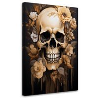 WANDBILD totenkopfblumen beige - Beige, Textil (80/120cm) - Feeby