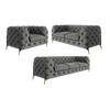 SITZGARNITUR 3+2+1 Chesterfield Lexi Grau Samt - Goldfarben/Grau, Holz/Textil (243/75/100cm) - S-Style Möbel