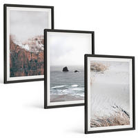 BILDER SET 3er Set - 40x60 cm Schwarzer Rahmen - Berge, Wolken, Meer, Sand, Natur - Schwarz, Kunststoff (40/60cm) - TULUP