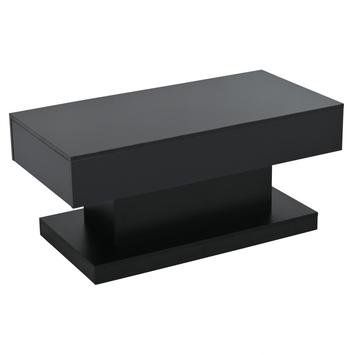 COUCHTISCH aus Spanplatte 100x50x45 cm Schwarz mit 2 Schubladen, LED-Beleuchtung und Hochglanz-Oberfläche - Schwarz, Holzwerkstoff (100/50/45cm) - Modfu