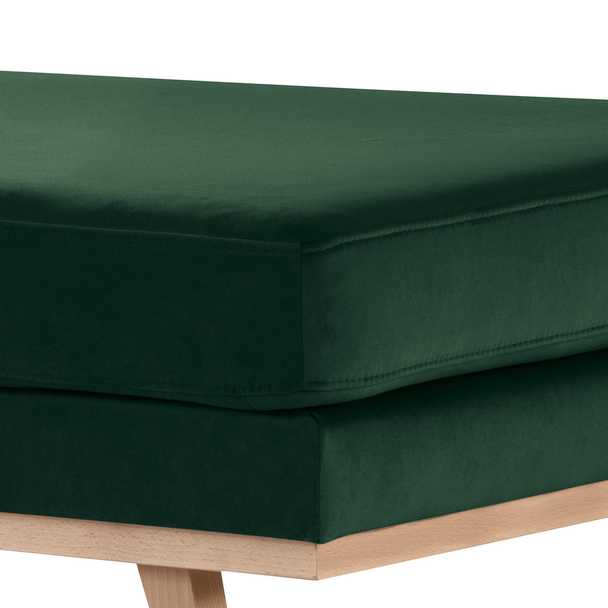 POLSTERHOCKER - Buchefarben/Grün, Buchenholz/Textil (85/43/60cm) - home24