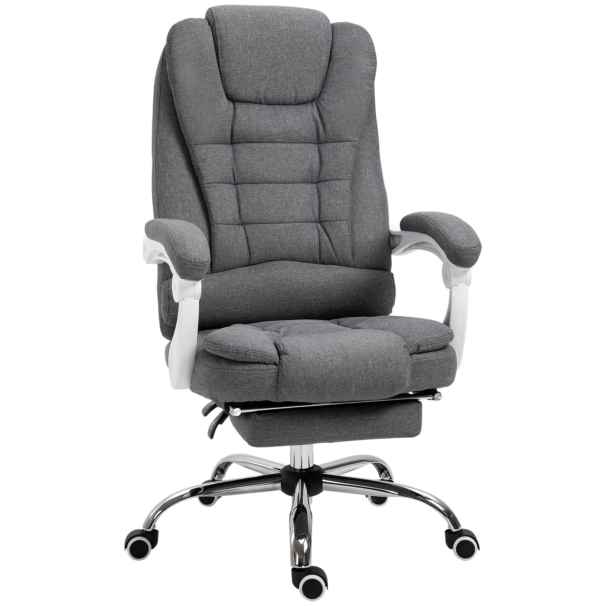 BÜROSTUHL höhenverstellbarer Schreibtischstuhl mit Fußstütze, Leinenoptik Grau - Grau, Metall (70/118/65cm) - Vinsetto