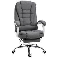 BÜROSTUHL höhenverstellbarer Schreibtischstuhl mit Fußstütze, Leinenoptik Grau - Grau, Metall (70/118/65cm) - Vinsetto