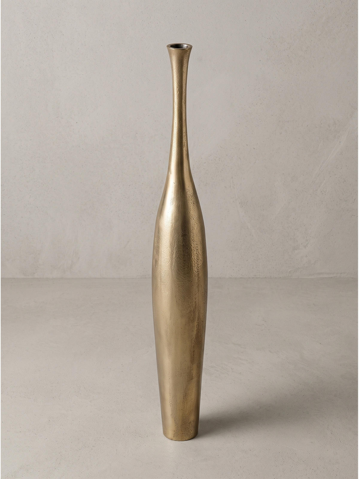 BODENVASE EBRO, Aluminium, handgefertigt, Gold, Ø 13 x 75 cm - Goldfarben, Metall (75cm) - KADIMA DESIGN