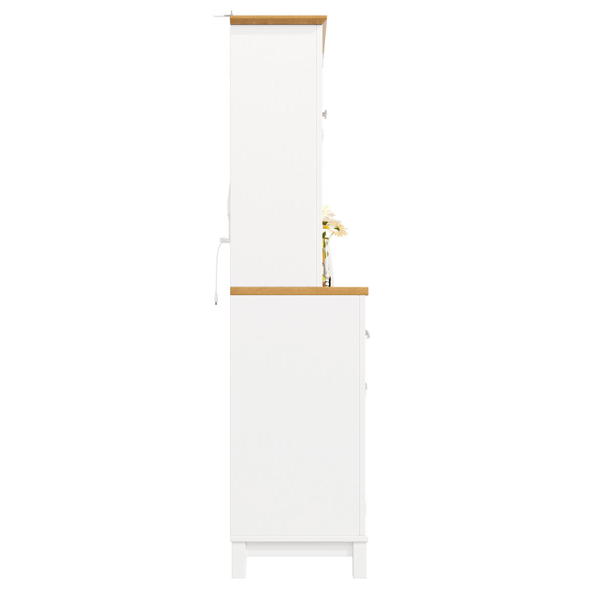 GESCHIRRSCHRANK aus MDF 104x40x180cm in Weiß mit LED-Lichtleiste - Weiß, Holzwerkstoff (104/180/40cm) - Modfu