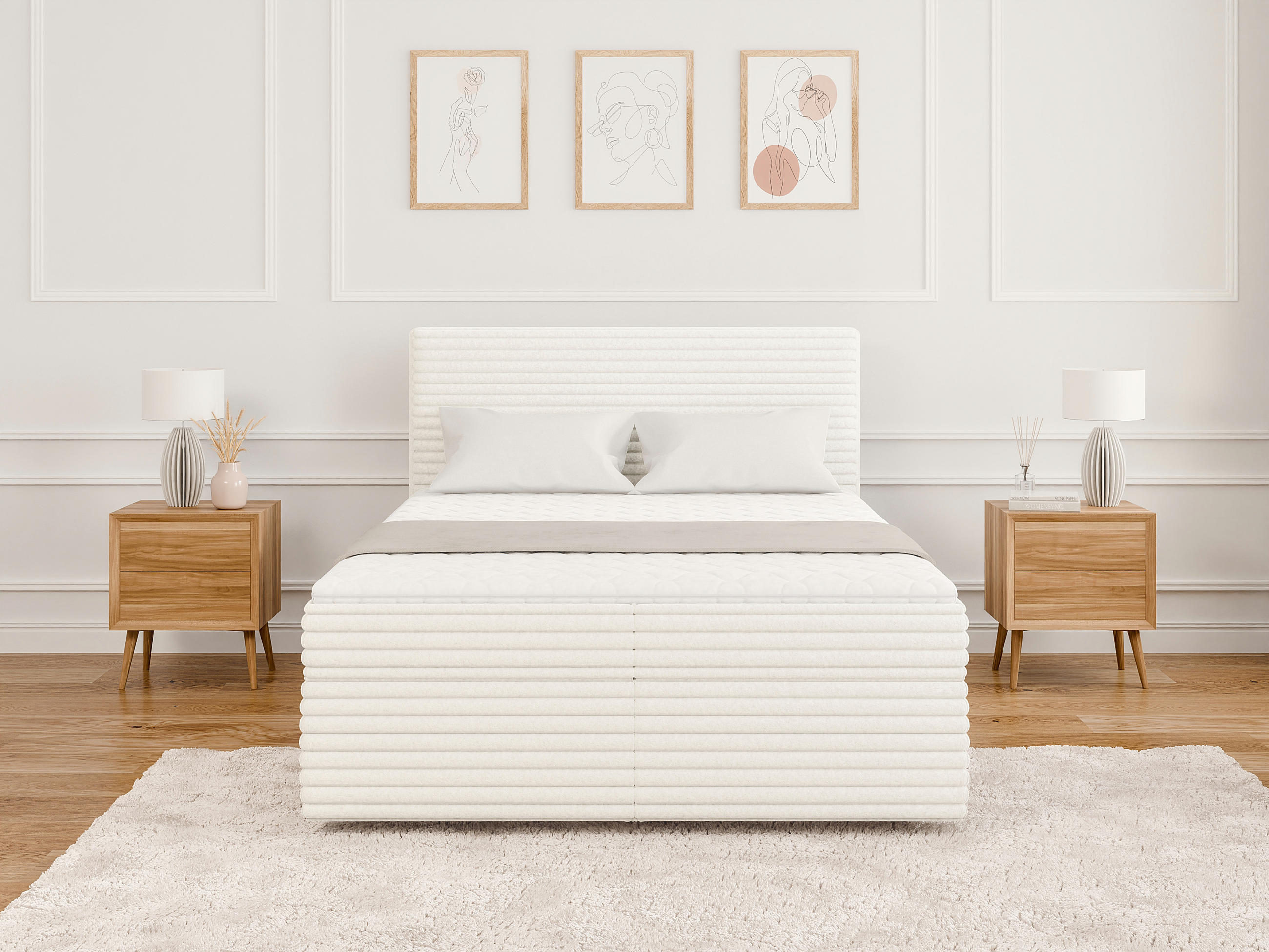 Thumbnail - S-Style Möbel Boxbett, Beige, Textil, Echtholz,Buche, Birke, 2-Sitzer, 140x200 cm, Blauer Engel, FSC Mix, Oeko-Tex®, Her...