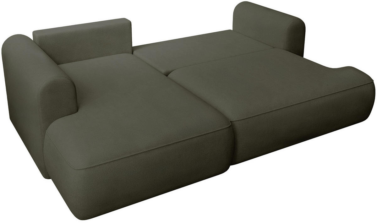 ECKSOFA Ovo Mini Olivgrün links - Schwarz/Olivgrün, Kunststoff/Textil (238/156cm) - Selsey