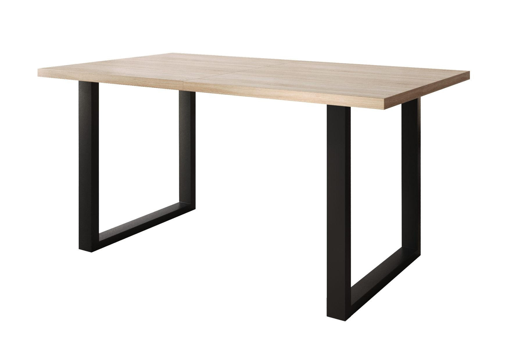 TISCH Schwarz SOFTI U Ausziehbar Sonoma Eiche 140x90/180 cm - Schwarz/Sonoma Eiche, Holzwerkstoff (180/90/75.6cm) - Sepro Meble