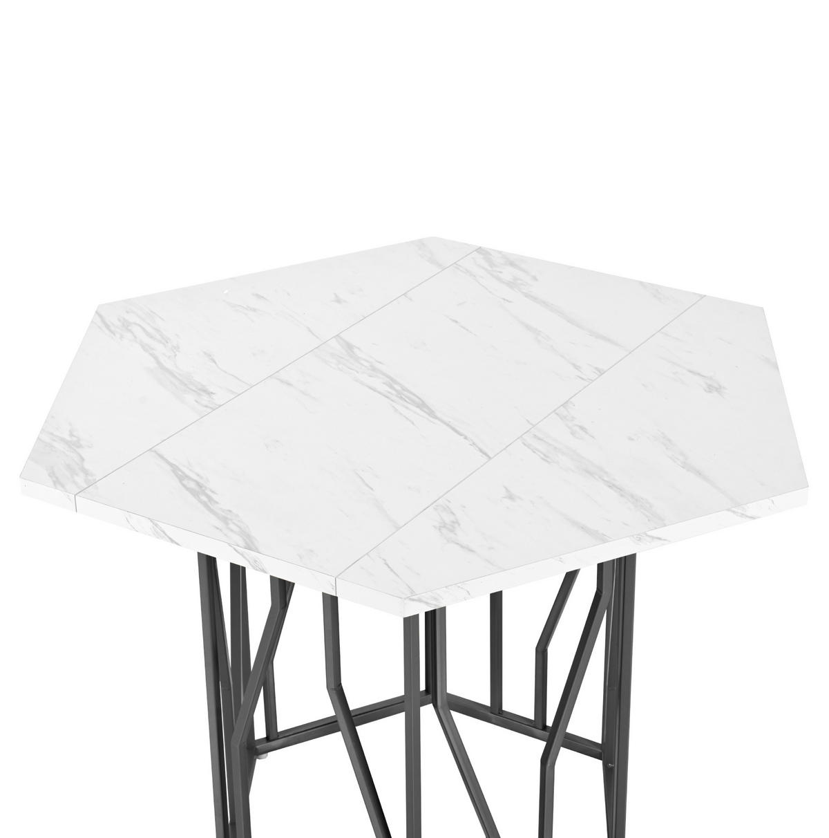 ESSTISCH 115,5/100/75 cm in Weiß/Schwarz mit Marmoroptik und Metallgestell - Schwarz, Holzwerkstoff (115.5/100/75cm) - Flora Grace