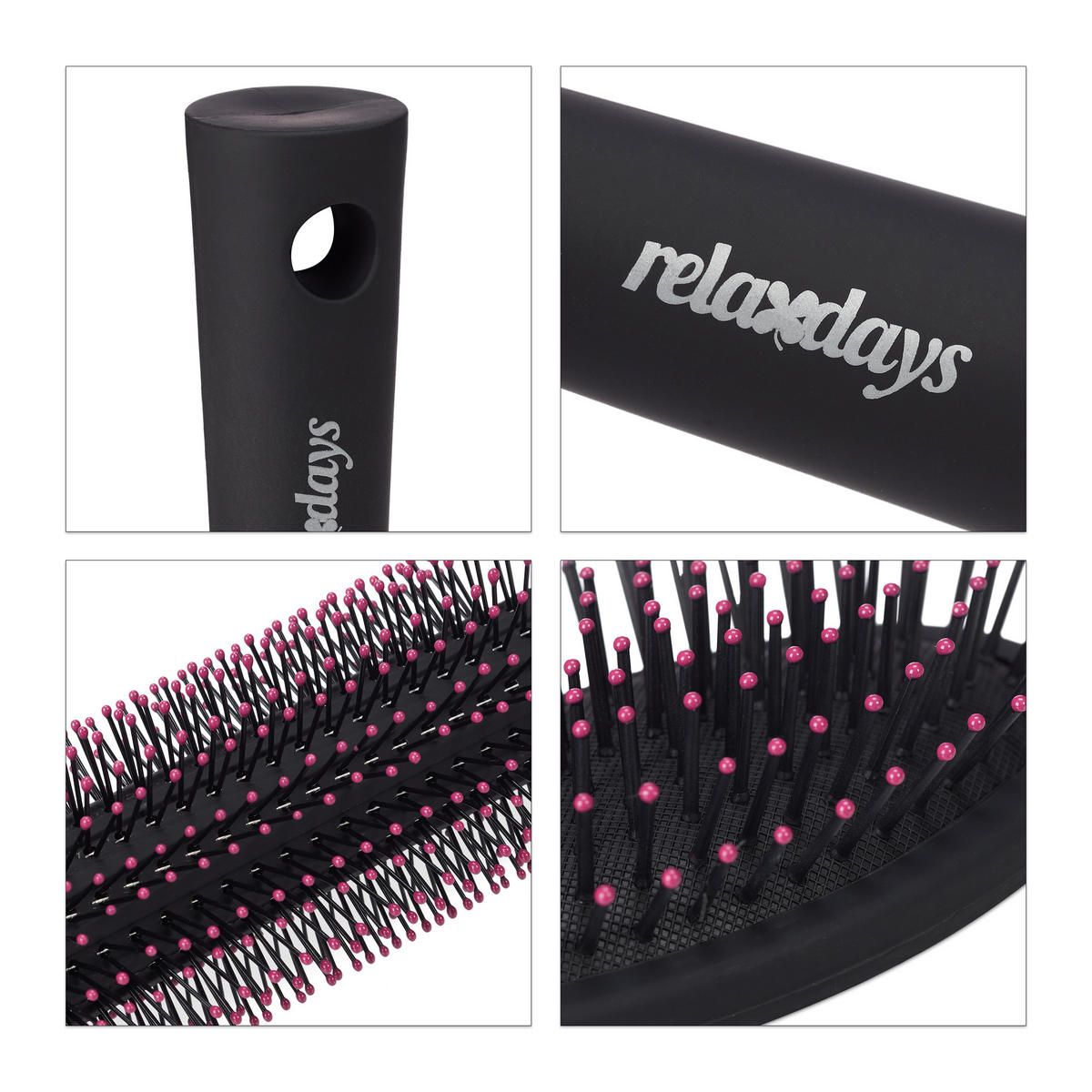 4XHAARBÜRSTE - Schwarz, Kunststoff (9/24.5/4cm) - Relaxdays