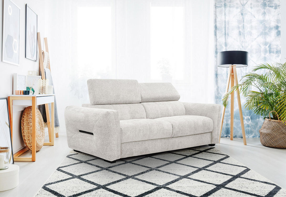SOFA CALVERA 3-Sitzer, weiß - Schwarz/Weiß, Holzwerkstoff/Textil (204/79/106cm) - Courtois Laville