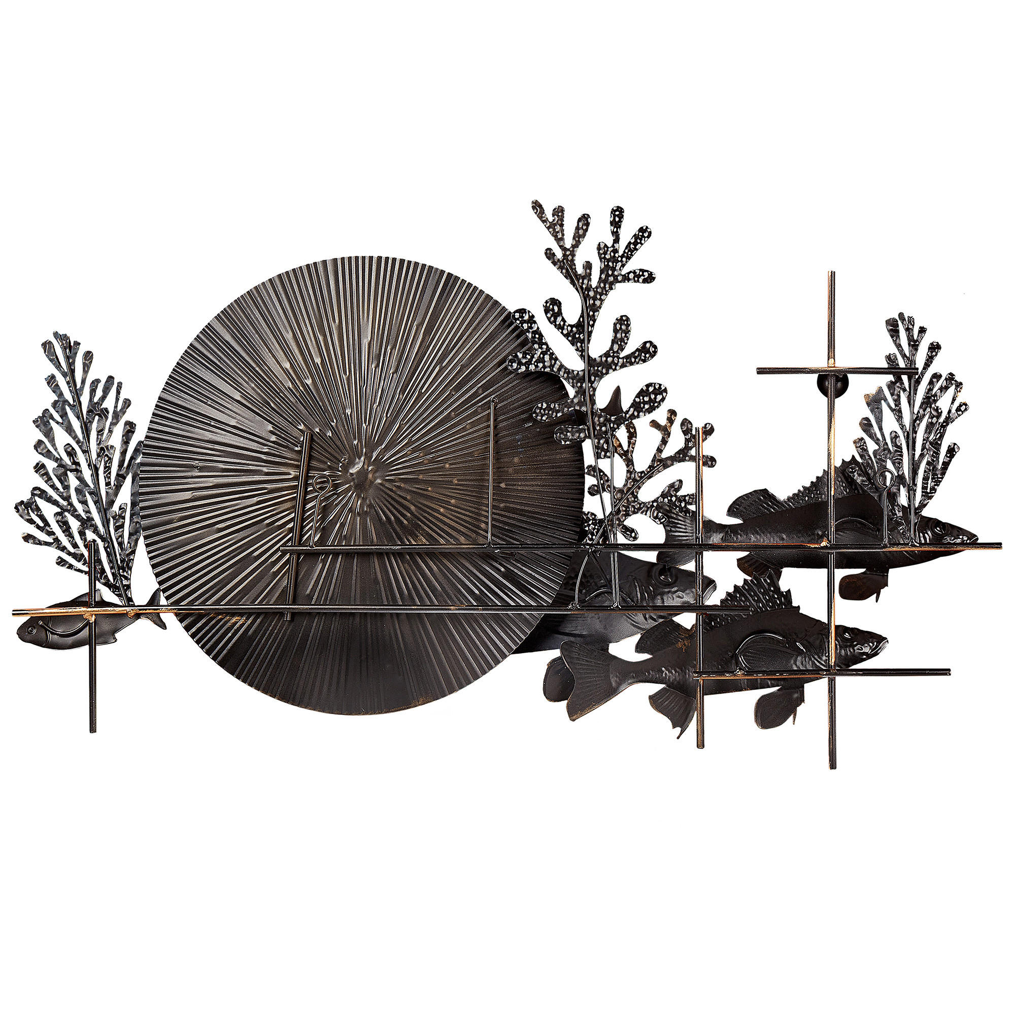 WANDDEKORATION Metall blau/gold Barium - Blau, Metall (92/48/5cm) - Beliani