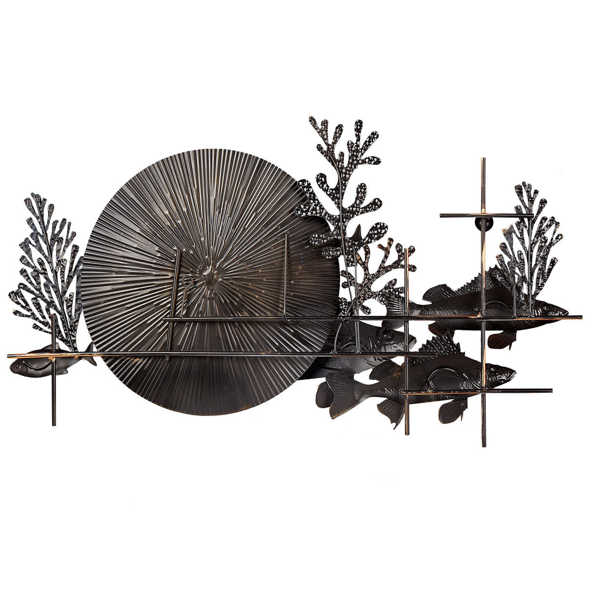 WANDDEKORATION Metall blau/gold Barium - Blau, Metall (92/48/5cm) - Beliani