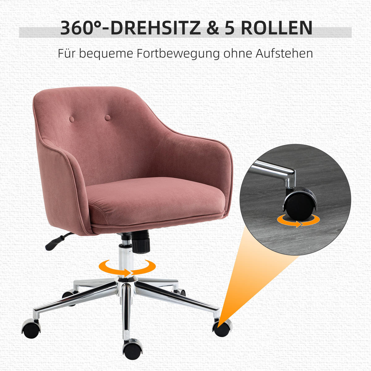 BÜROSTUHL, Wippenfunktion, Nylon, Rot - Rot, Textil (59/90.5/61cm) - Vinsetto